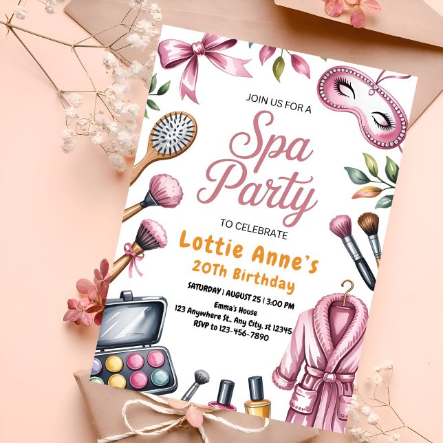 Invitation Fête au Spa Rose Glamour (Créateur téléchargé)