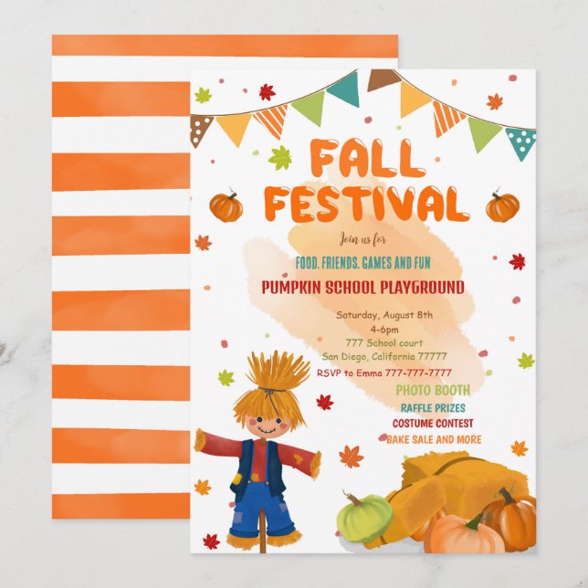 Invitation Fête automne modifiable (Devant / Derrière)