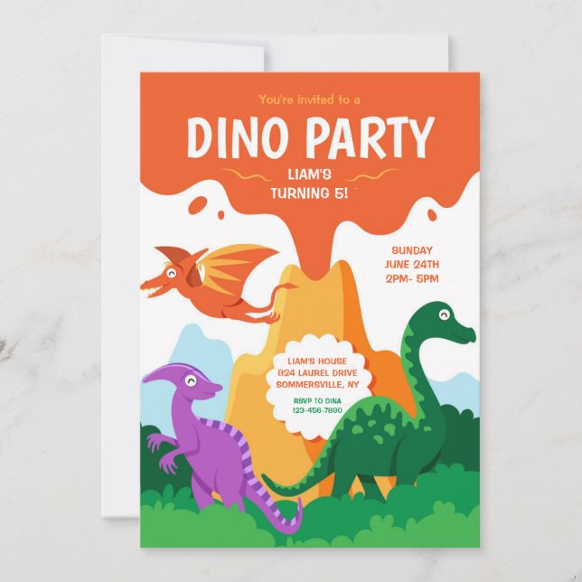 Invitation Fête aux dinosaures (Devant)
