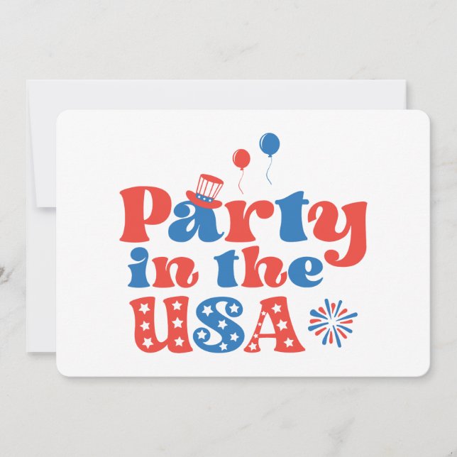 Invitation Fête aux États-Unis (Devant)