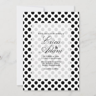 Invitation Fête aux pois rétro noir et blanc