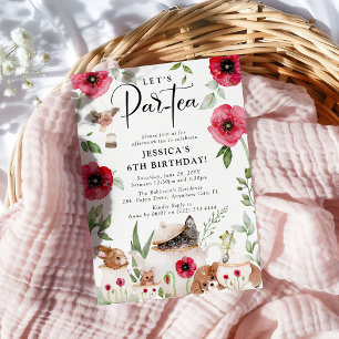 Invitation Fête avec des pavots : Anniversaire de la petite f