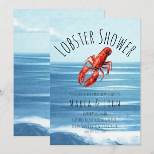 Invitation Fête Baby Shower Crabe à l'aquarelle Bleu de Plage