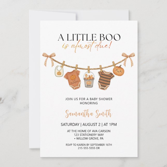 Invitation Fête Baby shower Halloween (Devant)
