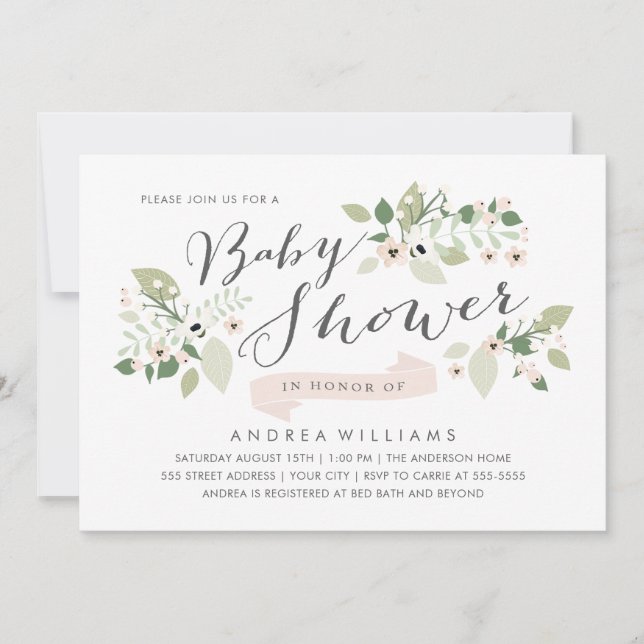 Invitation Fête Baby Shower Meadow Blooms (Devant)