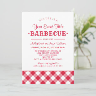 Invitation Fête Barbecue de Jardin Personnalisée Rouge Rustiq