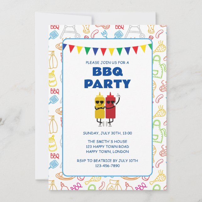 INVITATION FÊTE BBQ PERSONNALISABLE (Devant)