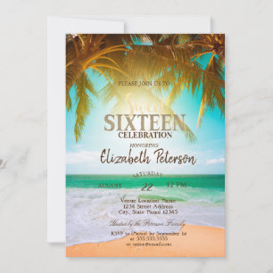 Invitation Fête Beach Palms Summer Sweet 16