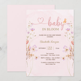 Invitation Fête Bébé Aquarelle Papillon Fleurs de Lilas