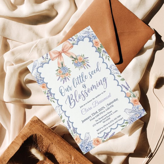 Invitation Fête bébé Arc-en-ciel Hydrangea coquette  (Créateur téléchargé)