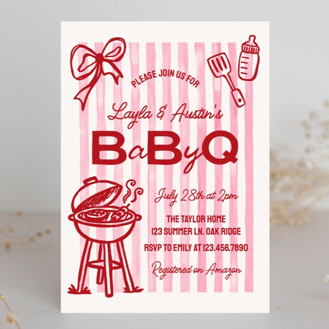 Invitation Fête bébé BBQ pour couple Baby Q (Créateur téléchargé)