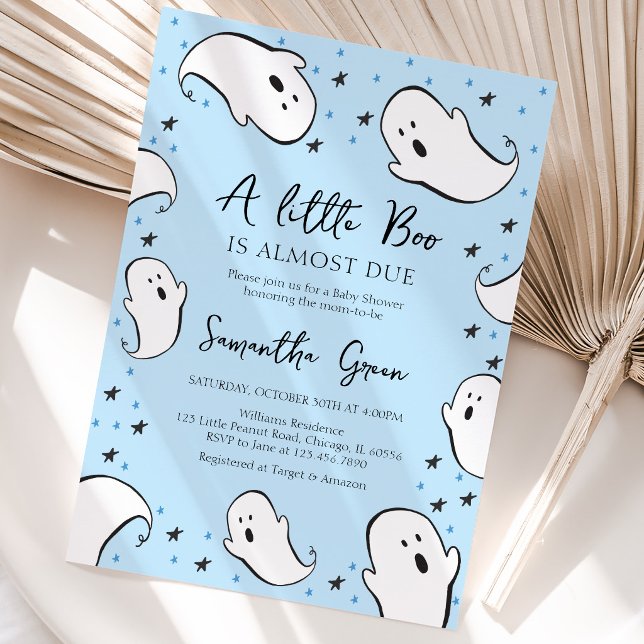 Invitation Fête Bébé Blue A Little Boo  (Créateur téléchargé)