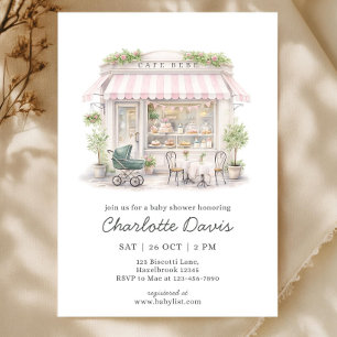 Invitation Fête Bébé Café Rose, Café pour Bébé
