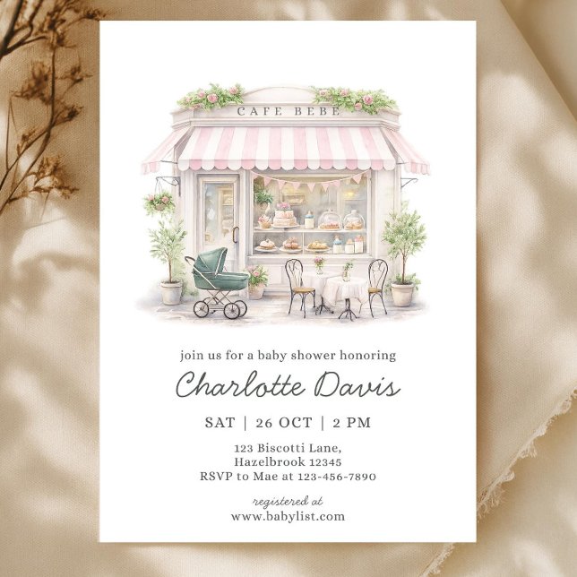 Invitation Fête Bébé Café Rose, Café pour Bébé (Créateur téléchargé)