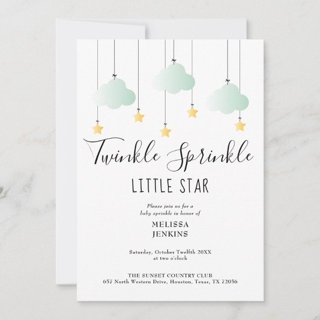 Invitation Fête bébé code QR neutre Twinkle Sprinkle (Devant)