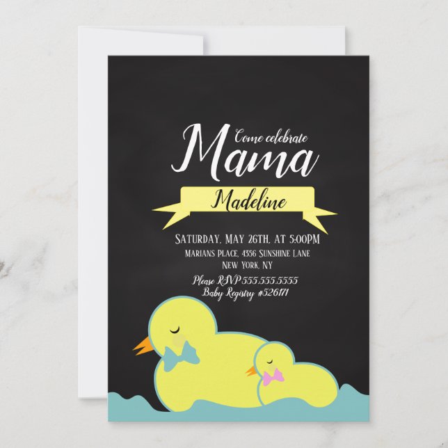 Invitation Fête bébé douche Canard Tableau Genre Neutre (Devant)
