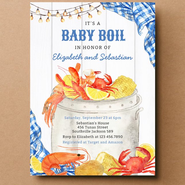 Invitation Fête bébé : ébullition de fruits de mer écrevisses (Créateur téléchargé)