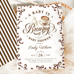 Invitation Fête Bébé en Route avec Café Baby Shower