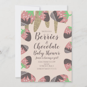 Invitation Fête bébé Fausse Paillette Chocolat Fraise 
