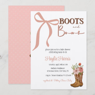 Invitation Fête bébé fille Bottes et Arcs