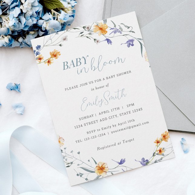 Invitation Fête bébé Fleurs printanières Baby Shower (Créateur téléchargé)