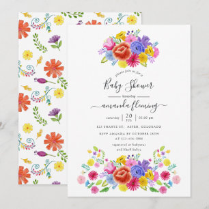 Invitation Fête bébé Florale Fiesta Mexicaine