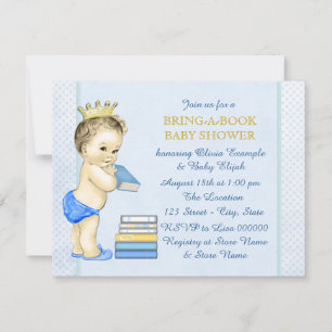 Invitation Fête bébé garçon 'Apportez un livre'