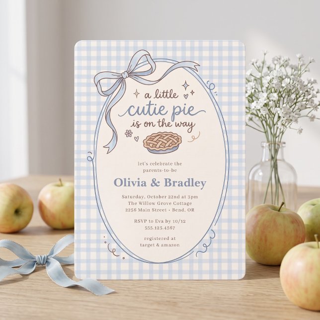 Invitation Fête Bébé Garçon au thème de Gingham Bleu (Créateur téléchargé)