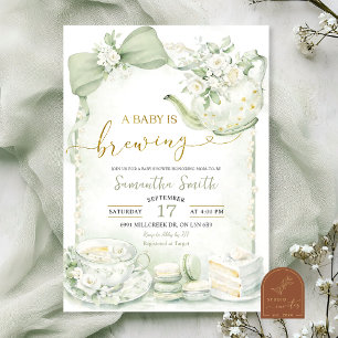 Invitation Fête bébé Green Stripes Sage Baby est en route