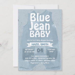 Invitation Fête Bébé Jean Bleu en Denim