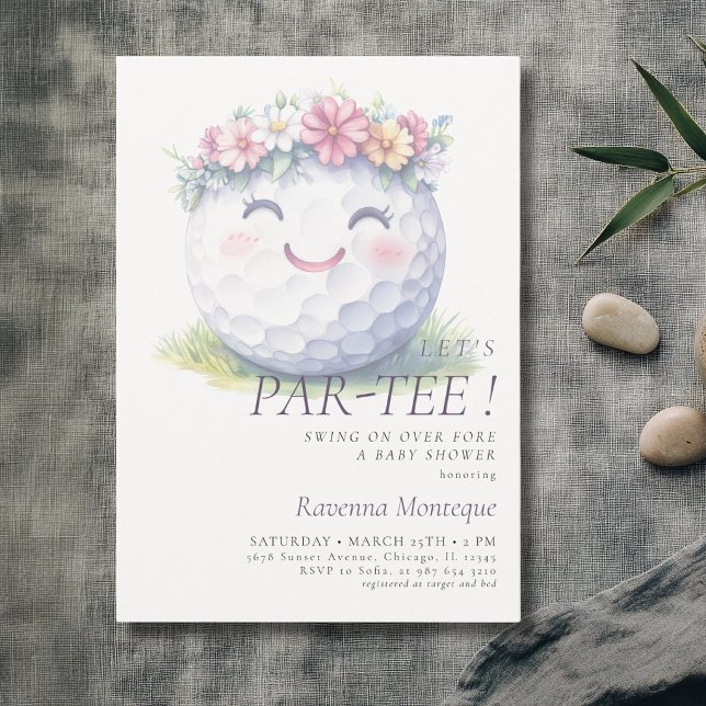 Invitation Fête bébé minimale florale Let's Par-Tee Baby Show (Créateur téléchargé)