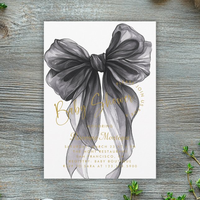 Invitation Fête bébé moderne Coquette Arc noir pastel (Créateur téléchargé)