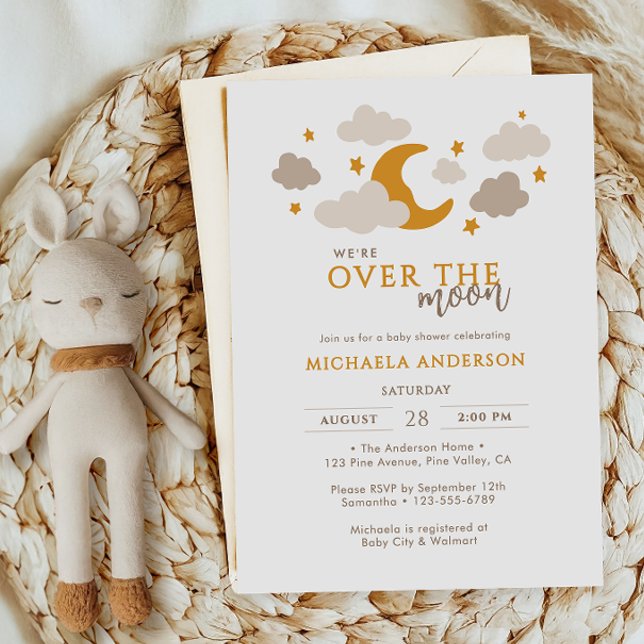 Invitation Fête bébé moderne et non genrée : En orbite autour (Créateur téléchargé)