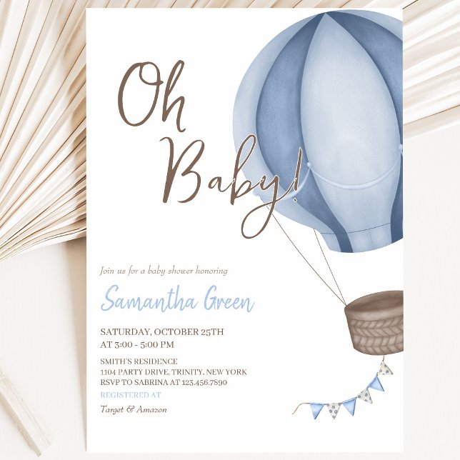 Invitation Fête Bébé Oh Bébé Garçon (Créateur téléchargé)