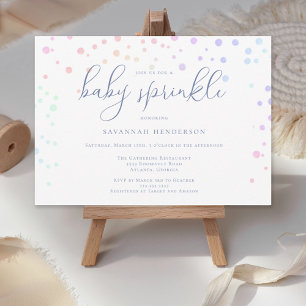 Invitation Fête bébé originale avec confettis aquarelle bleue