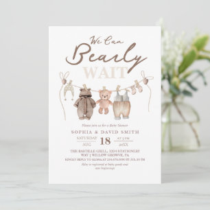 Invitation Fête bébé ours en peluche Moderne & Minimaliste