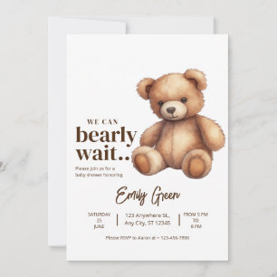 Invitation Fête bébé ours en peluche Nous pouvons à peine att