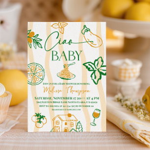 Invitation Fête bébé Pâtes et Pizza Ciao Baby Italien