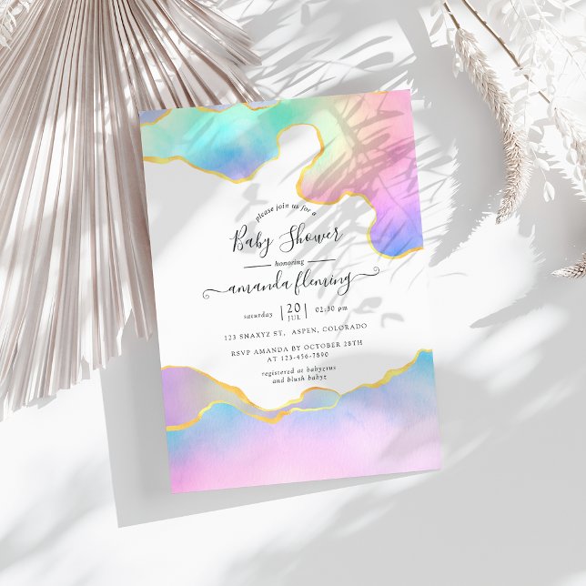Invitation Fête bébé Pierre d'agate Arc-en-ciel (Rainbow Agate Stone Baby Shower Invitation)