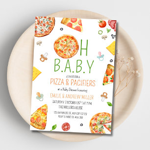 Invitation Fête bébé Pizza et Tétines, Fête bébé Pizza