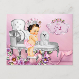 Invitation Fête bébé Princesse Perle Chaise Rose