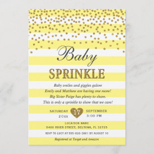 Invitation Fête bébé rayure abeille or jaune clair Neutre