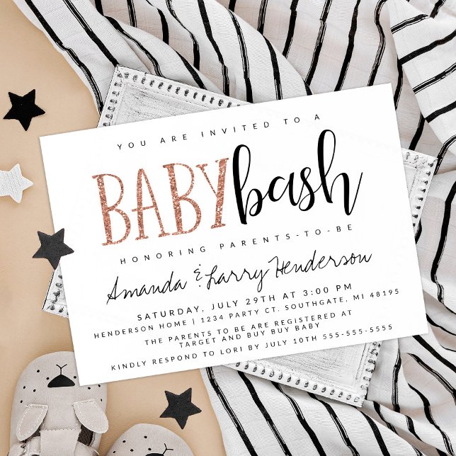 Invitation Fête bébé Rose Gold, Baby Shower pour couples (Créateur téléchargé)