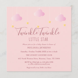 Invitation Fête bébé scintillante rose étoile