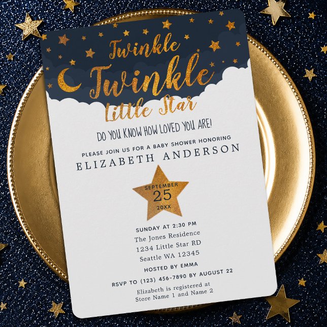 Invitation Fête Bébé Scintille Scintille Petite Étoile (Créateur téléchargé)