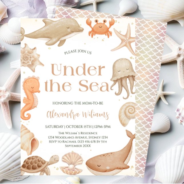 Invitation Fête bébé sous la mer Mixte (Créateur téléchargé)