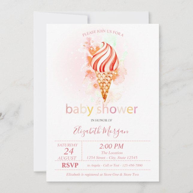 Invitation Fête bébé Taches de glace (Devant)