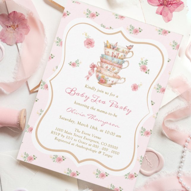 Invitation Fête bébé Tea Party (Créateur téléchargé)