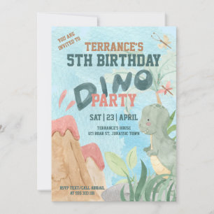 Invitation Fête bébé Tiranosaurios Rex Dino amusant