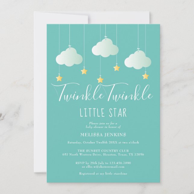 Invitation Fête bébé Twinkle Twinkle Little Star / Sprinkle (Devant)